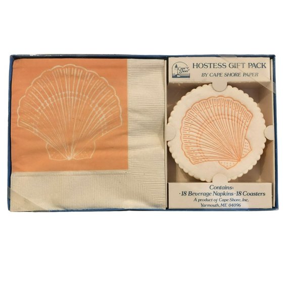 Cape Shore Paper Hostess Gift Pack 18 Napkins Coasters Seashell Bar Vtg - Picture 1 of 3
